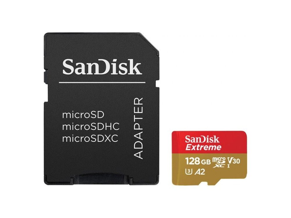 Sandisk Extreme microSDXC 128GB U3 V30 A2 with Adapter - SDSQXA1-128G-GN6MA
