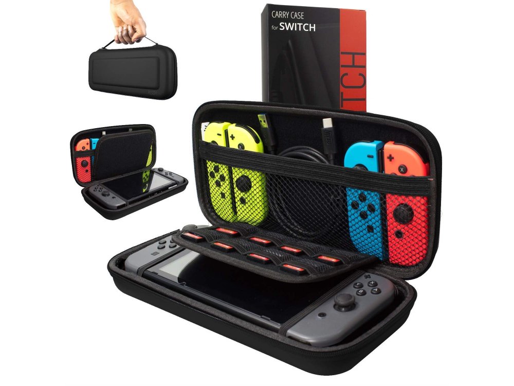 Orzly Nintendo Switch θήκη μεταφοράς για συσκευή και παρελκόμενα, Μαύρη
