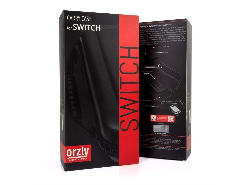 Orzly Nintendo Switch θήκη μεταφοράς για συσκευή και παρελκόμενα, Μαύρη