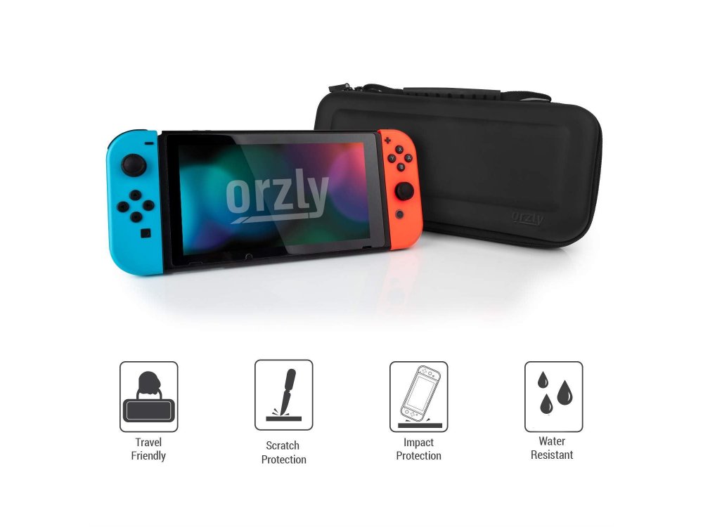 Orzly Nintendo Switch θήκη μεταφοράς για συσκευή και παρελκόμενα, Μαύρη