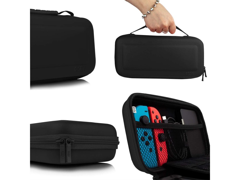 Orzly Nintendo Switch θήκη μεταφοράς για συσκευή και παρελκόμενα, Μαύρη