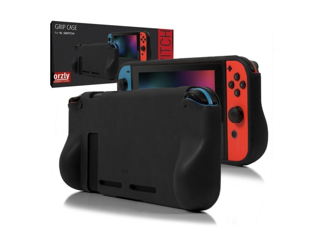 Orzly Nintendo Switch cover προστασίας Comfort Grip, με Kickstand - Μαύρο