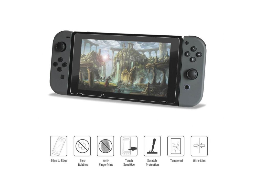 Orzly Nintendo Switch Tempered Glass (0.24mm) Προστατευτικό οθόνης - Σετ των 2