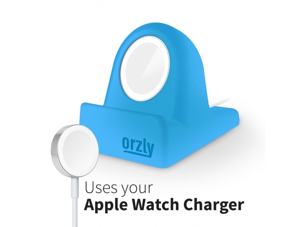 Orzly Compact Stand for Apple Watch (Charger, Night Stand Mode Compatible, Integrated Cable Management Slot), Blue
