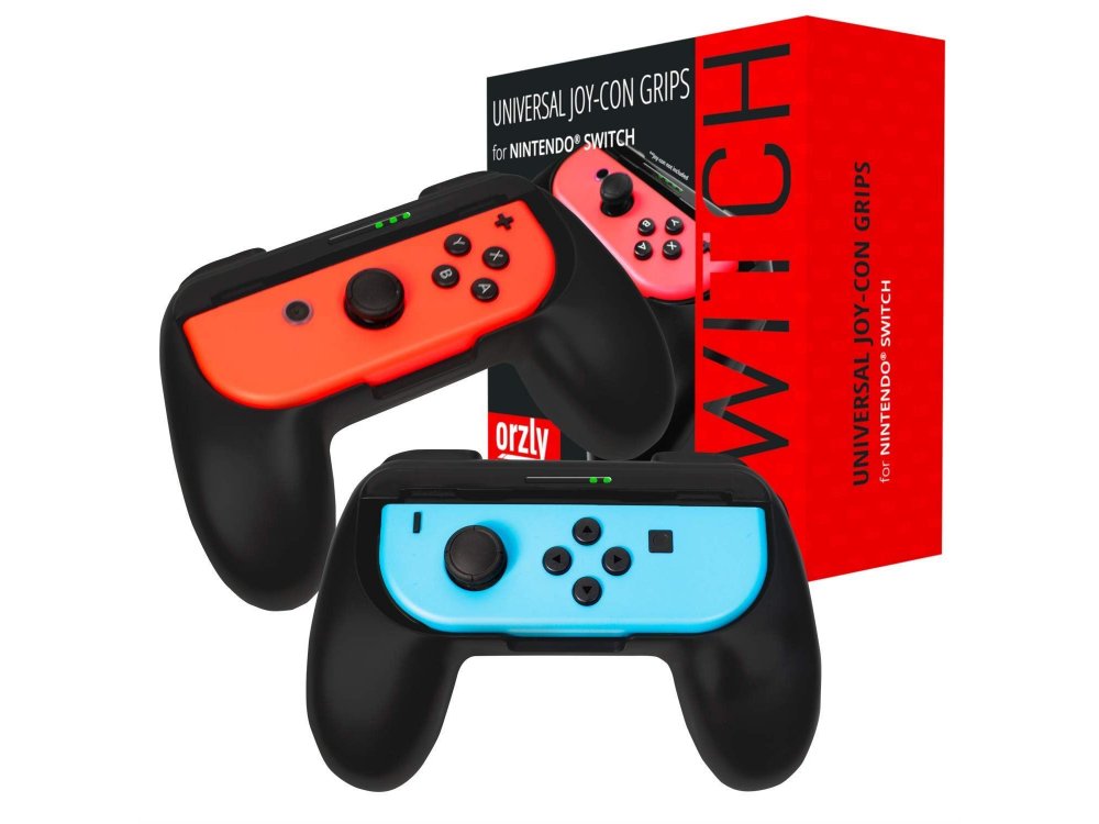 Orzly Joy-Con Controller Grips για Nintendo Switch, Σετ των 2, Μαύρα