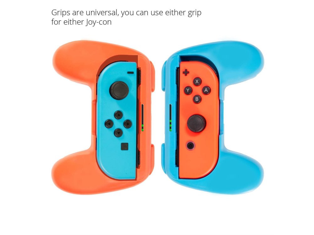Orzly Joy-Con Controller Grips for Nintendo Switch, Set of 2, Red/ Blue