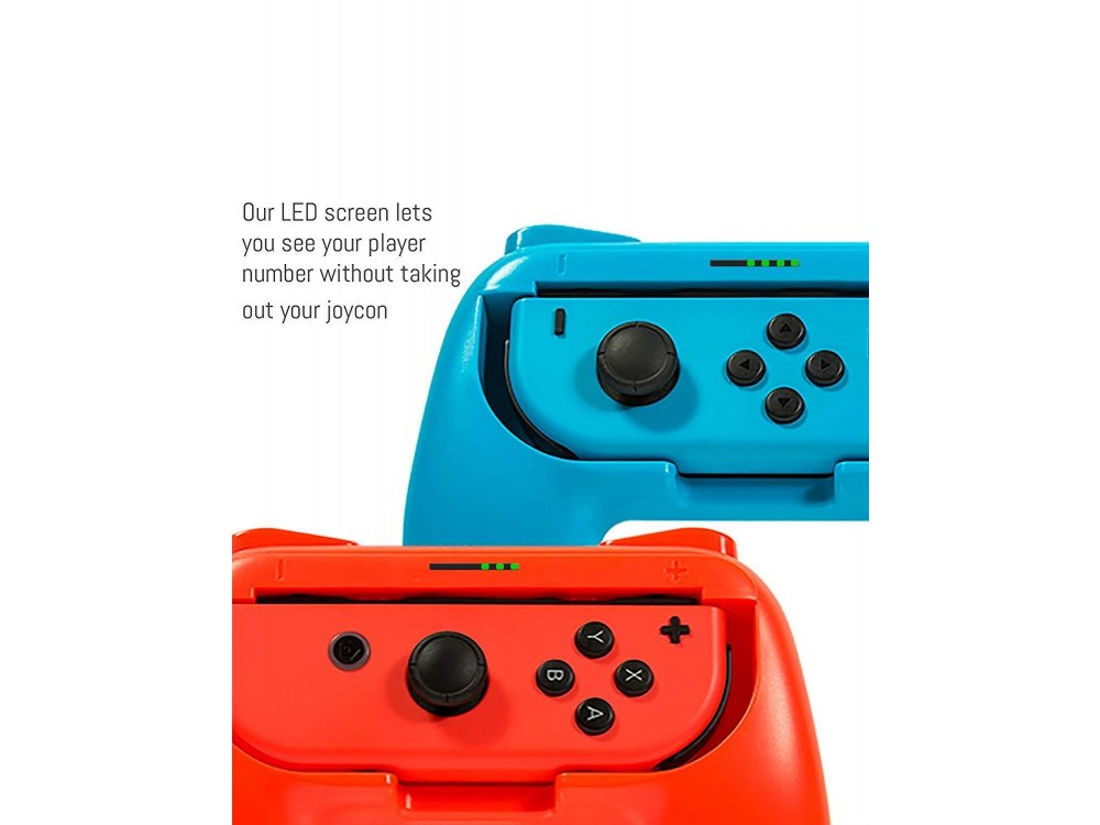 Orzly Joy-Con Controller Grips για Nintendo Switch, Σετ των 2, Κόκκινο / Μπλε