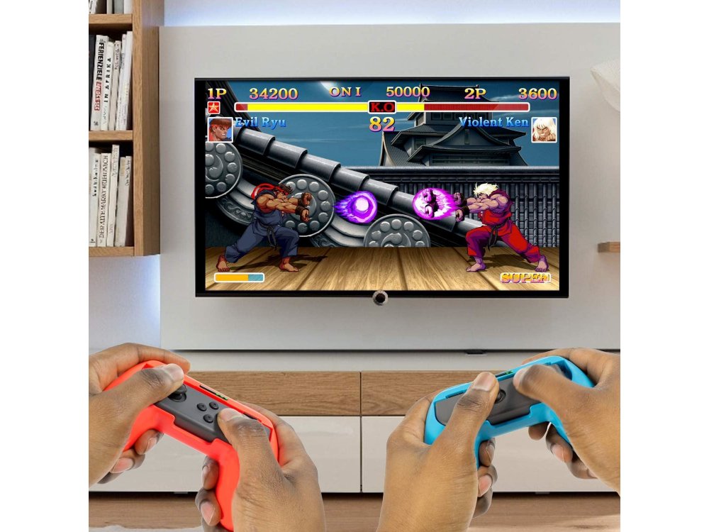 Orzly Joy-Con Controller Grips για Nintendo Switch, Σετ των 2, Κόκκινο / Μπλε