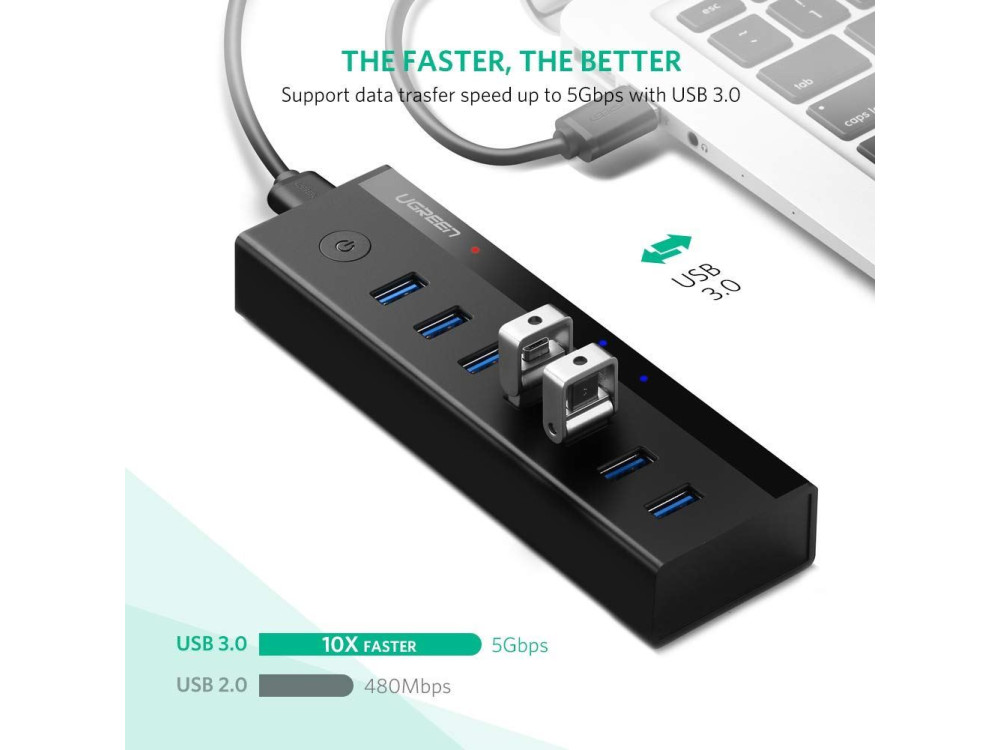 Ugreen 7-Port USB3.0 Data Hub, με Τροφοδοτικό - 40522