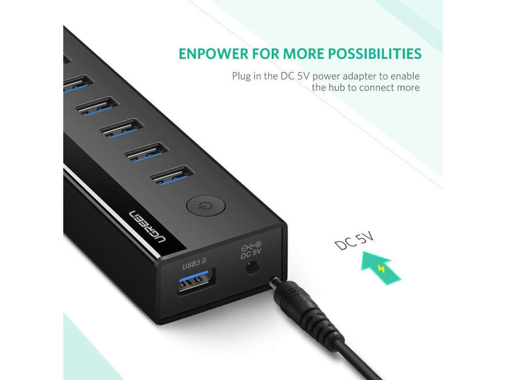 Ugreen 7-Port USB3.0 Data Hub, με Τροφοδοτικό - 40522