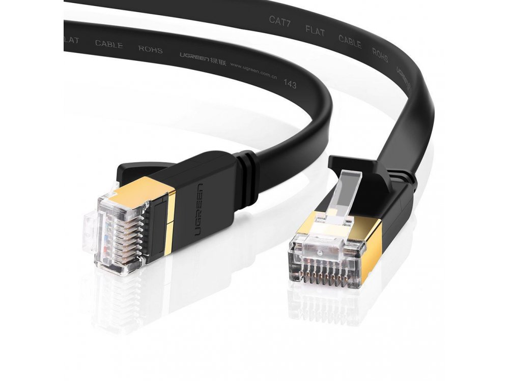 Ugreen U/FTP Cat.7 Καλώδιο Ethernet Flat 10μ., Μαύρο - 11265