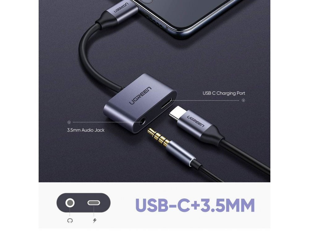 Ugreen Type-C to 3.5mm + Type-C Charging Hub Adapter - 50596