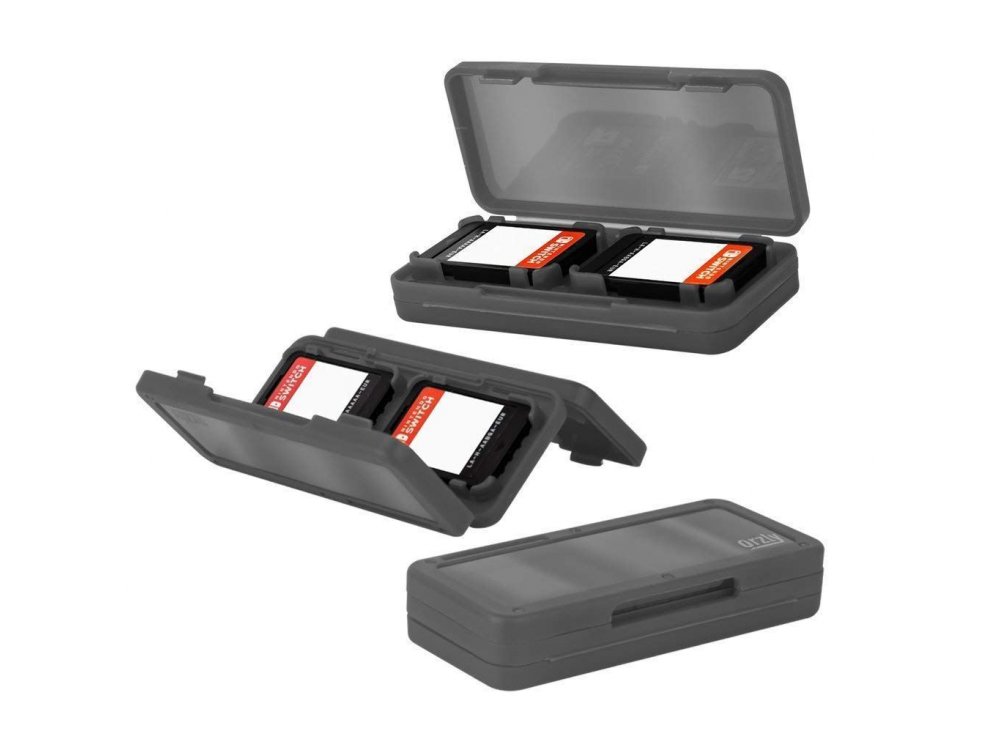 Orzly Nintendo Switch Accessories Bundle - 2x Glass Screen Protector, καλώδιο USB, Carry Case, Θήκη Card Games, Grip, Μαύρο