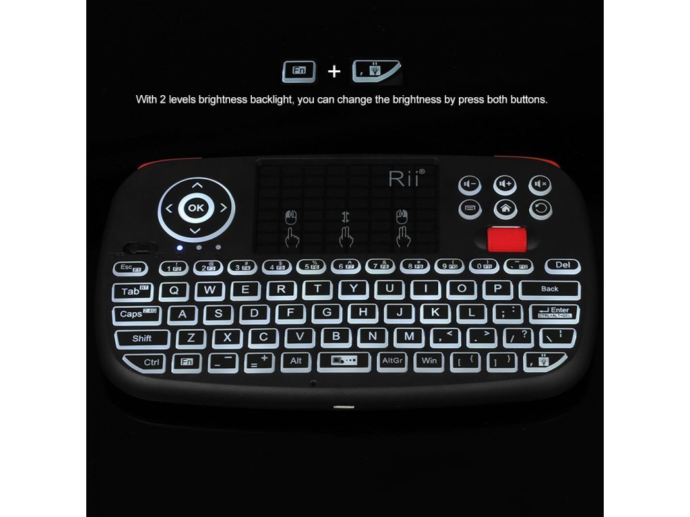 Ασύρματο Πληκτρολόγιο Rii i4 Bluetooth με Mouse Touchpad για Smart TV / Android TV Box / MAG / Consoles / PC / Raspberry