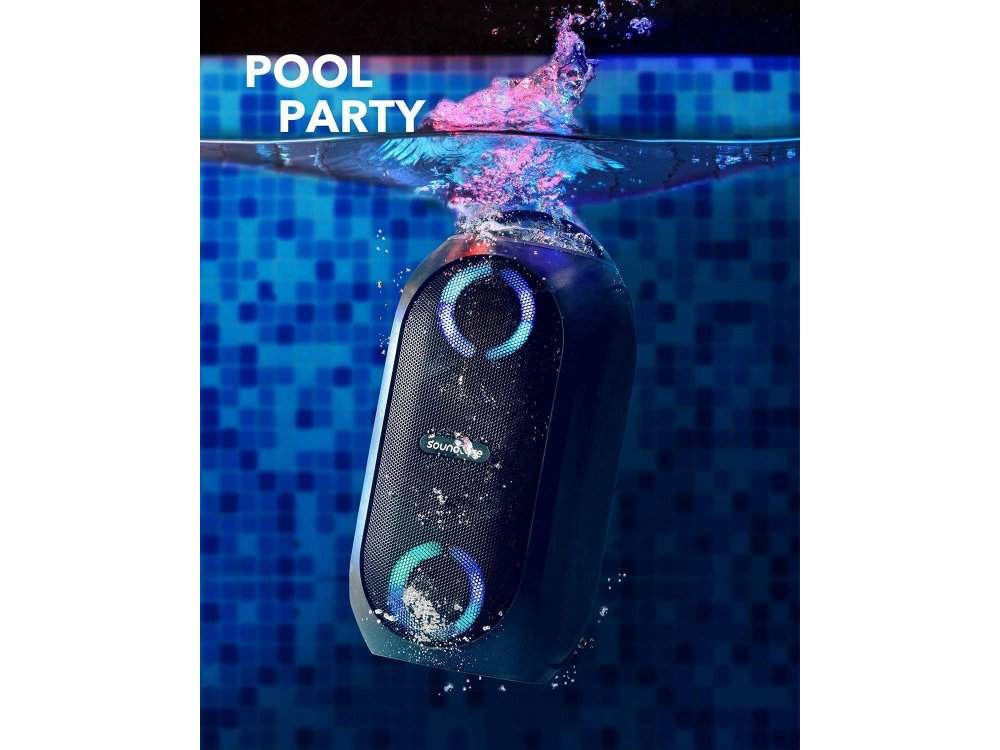 Anker Soundcore Rave Mini, Φορητό Αδιάβροχο Bluetooth Ηχείο 80W με LED & Partycast - A3390G11, Mαύρο