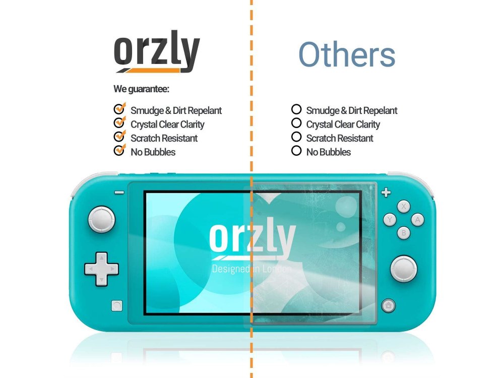 Orzly Nintendo Switch Lite Tempered Glass (0.24mm) Προστατευτικό οθόνης - Σετ των 4