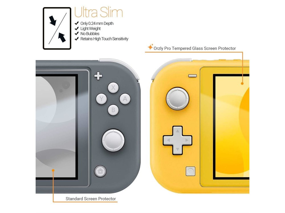 Orzly Nintendo Switch Lite Tempered Glass (0.24mm) Προστατευτικό οθόνης - Σετ των 4