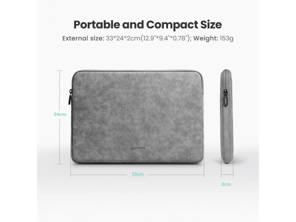 Ugreen Δερμάτινο Sleeve/Θήκη Laptop 13.3" Αδιάβροχη για Macbook 14.2" / iPad Pro / DELL XPS / HP / Surface 3 / Envy κ.α. - 60985
