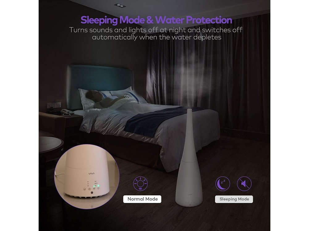 VAVA VA-AH012 Υγραντήρας δωματίου Ultrasonic Mist, 2 Ακροφύσια & Remote control, 3L, Λευκός
