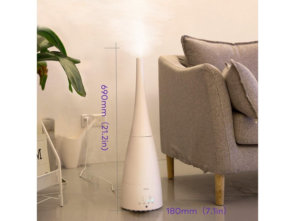 VAVA VA-AH012 Υγραντήρας δωματίου Ultrasonic Mist, 2 Ακροφύσια & Remote control, 3L, Λευκός