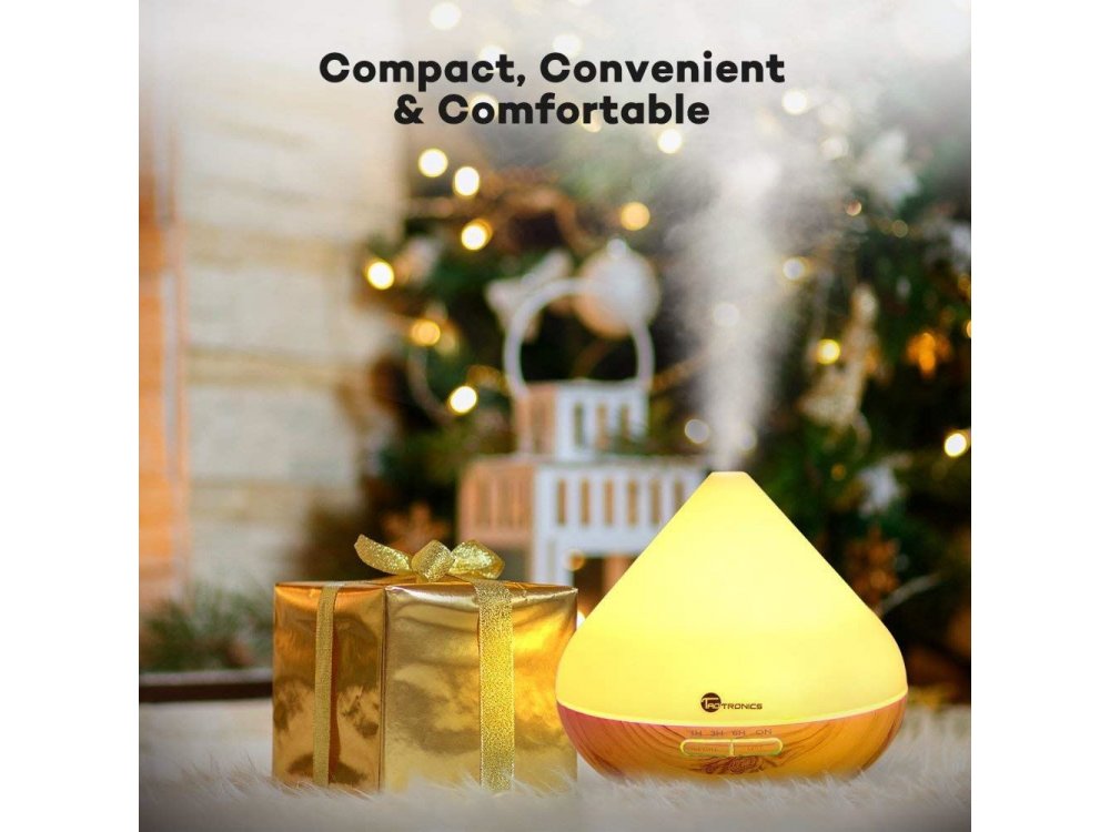 TaoTronics TT-AD002 300ml, Oil Diffuser Συσκευή Αρωματοθεραπείας, Adjustable 7 Color, Timer & Auto Shut-Off, Light Wood
