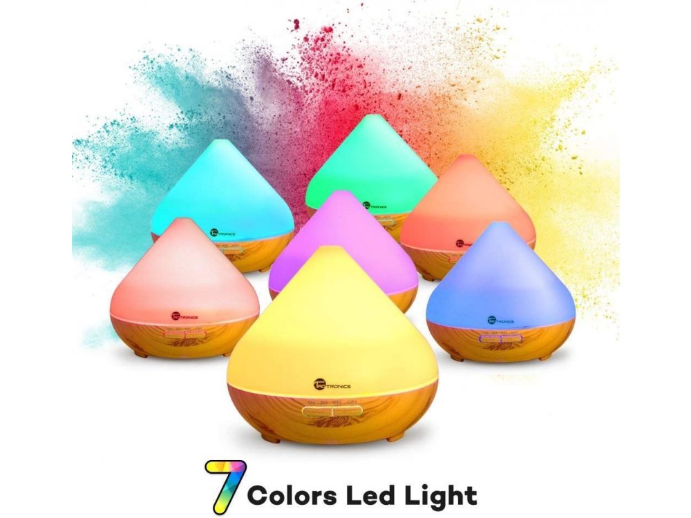 TaoTronics TT-AD002 300ml, Oil Diffuser Συσκευή Αρωματοθεραπείας, Adjustable 7 Color, Timer & Auto Shut-Off, Light Wood