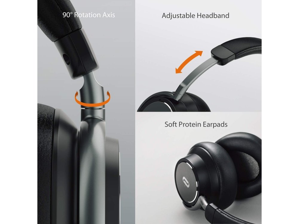 TaoTronics SoundSurge 46 Bluetooth ακουστικά με Active Noise Cancelling, Hyper Speed Charge, CVC6.0, 30H Μπαταρία, Μαύρα