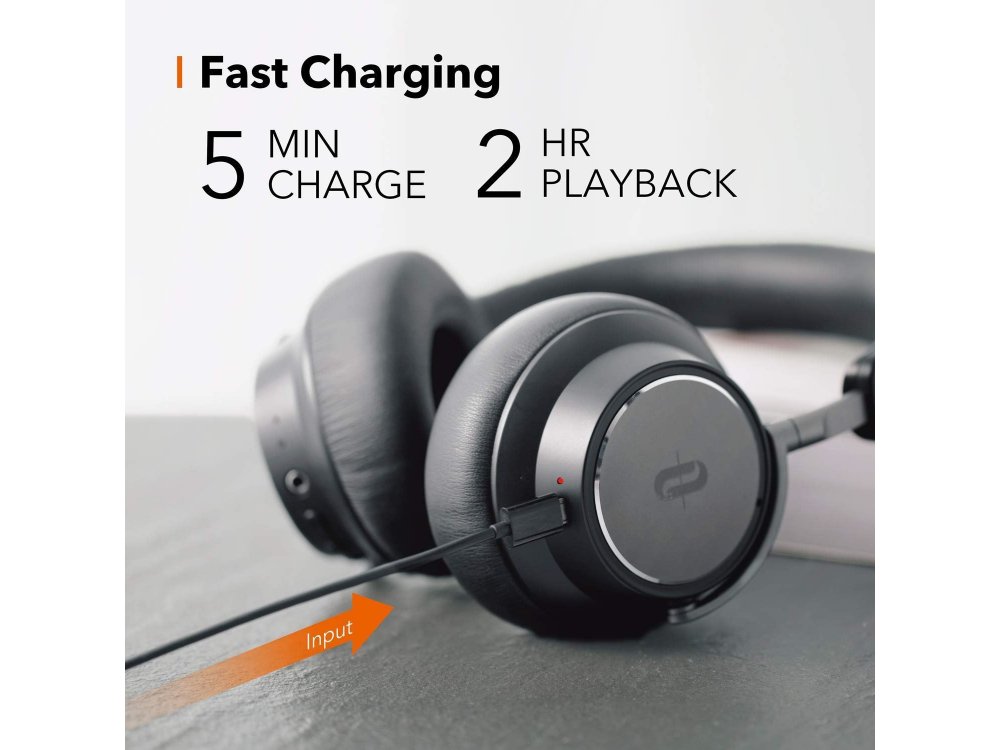 TaoTronics SoundSurge 46 Bluetooth ακουστικά με Active Noise Cancelling, Hyper Speed Charge, CVC6.0, 30H Μπαταρία, Μαύρα
