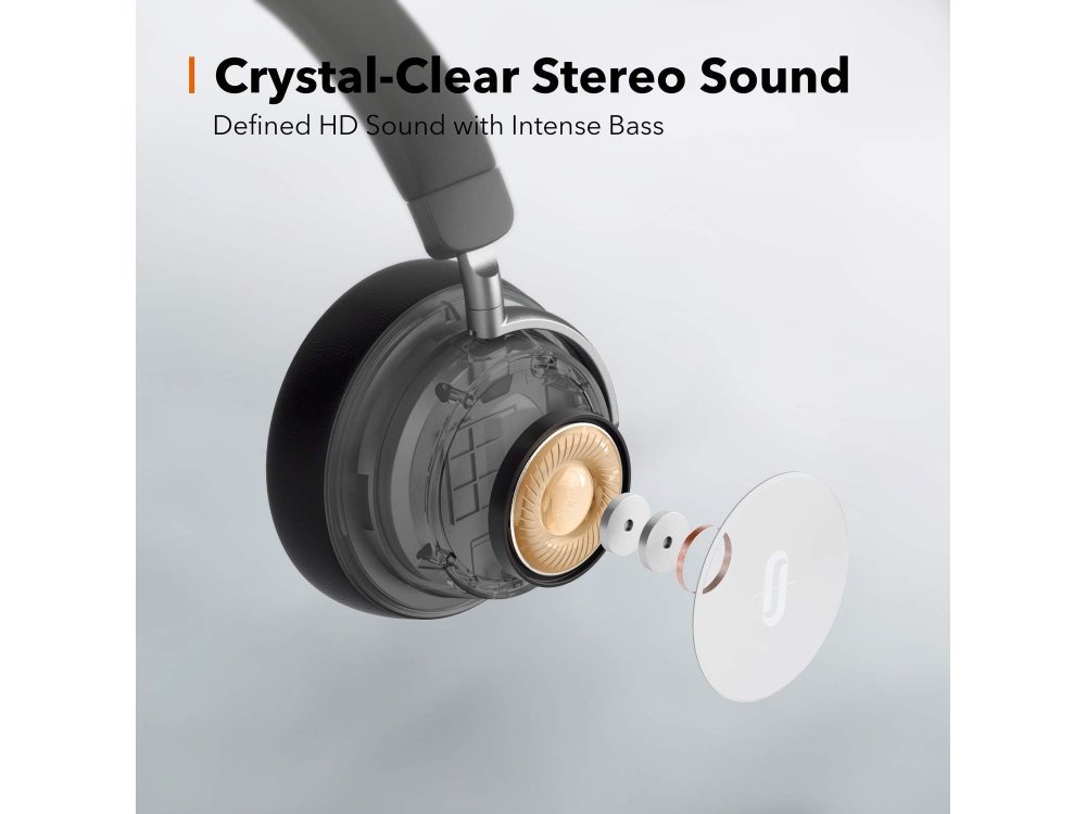 TaoTronics SoundSurge 46 Bluetooth headphones with Active Noise Cancelling, Hyper Speed Charge, CVC6.0, 30H Battery, Black - TT-BH046