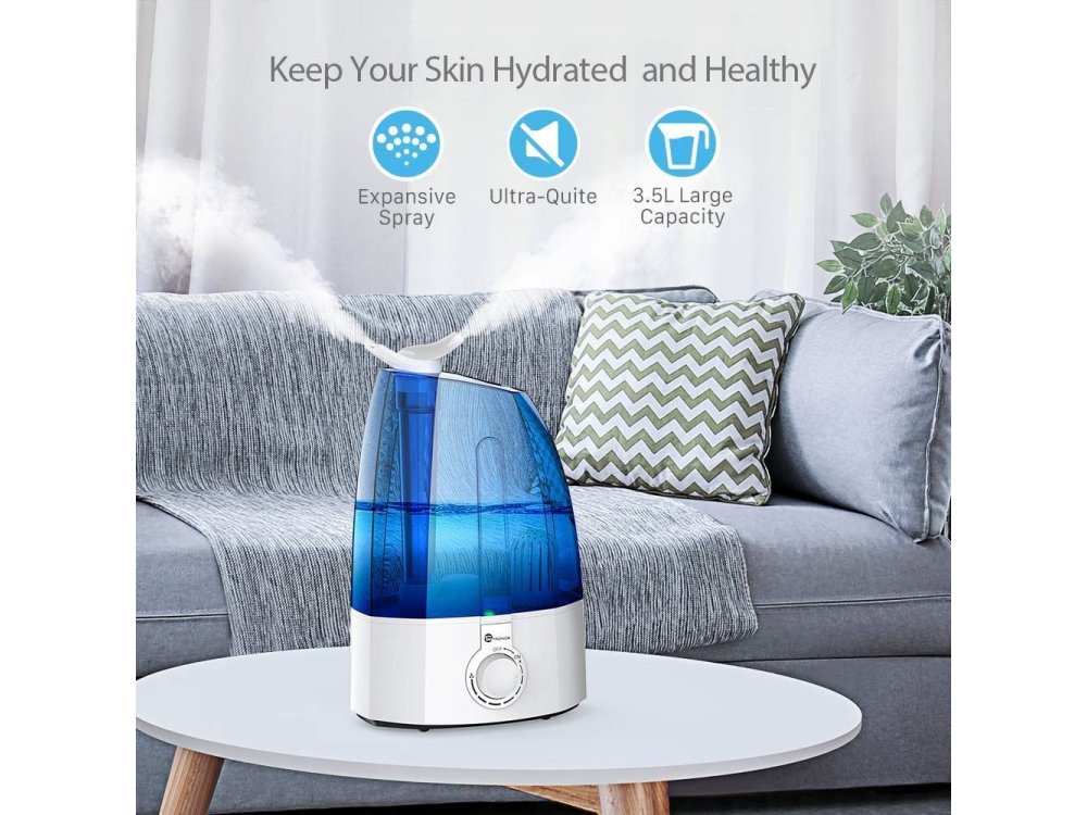 TaoTronics TT-AH002 Air Humidifier Ultrasonic Mist, 3.5L, White