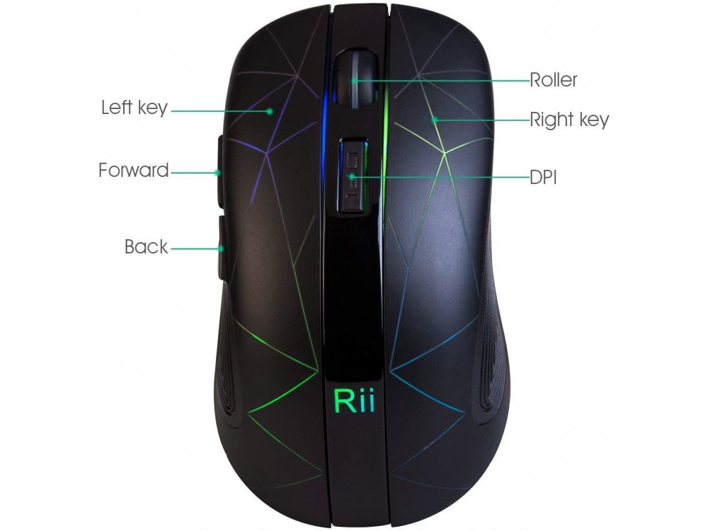 Rii RM200 Ασύρματο Ποντίκι Gaming, 800/1200/1600 DPI, 5 κουμπιά, για Android/Windows