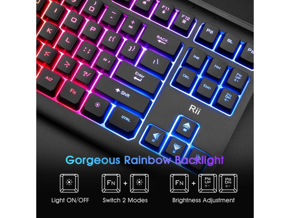 Rii Primer RK104 Mini Gaming Keyboard 87 keys with LED lights for PC / Laptop