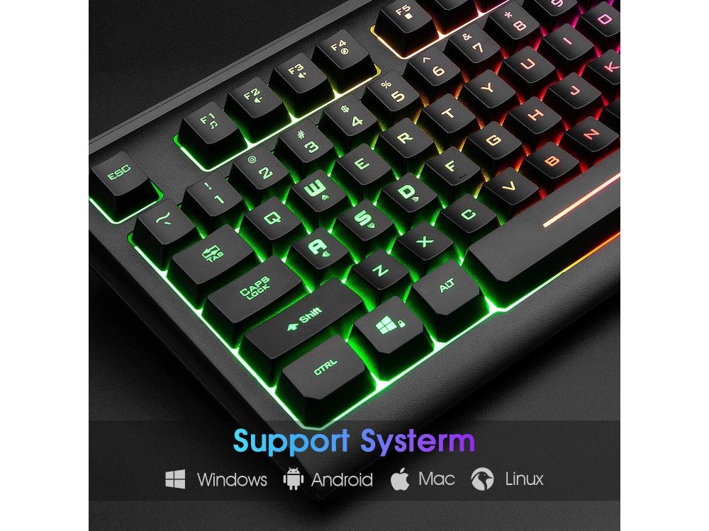 Rii Primer RK104 Mini Gaming Keyboard 87 keys with LED lights for PC / Laptop