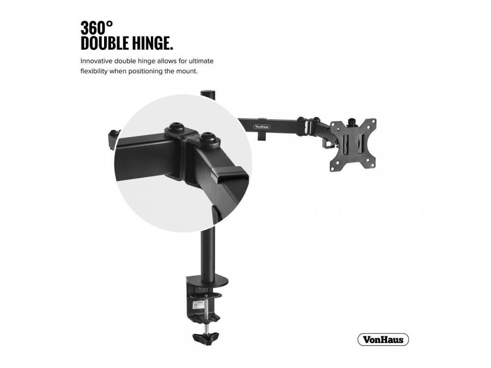 VonHaus Dual Arm Desk Mount with Clamp, TV stand for 2 screens 13”-32”,  up to 16kg - 05/116