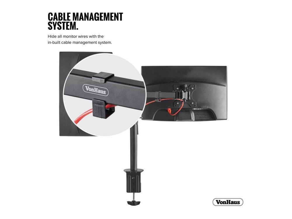 VonHaus Dual Arm Desk Mount with Clamp, TV stand for 2 screens 13”-32”,  up to 16kg - 05/116