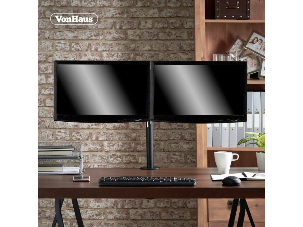 VonHaus Dual Arm Desk Mount with Clamp, TV stand for 2 screens 13”-32”,  up to 16kg - 05/116