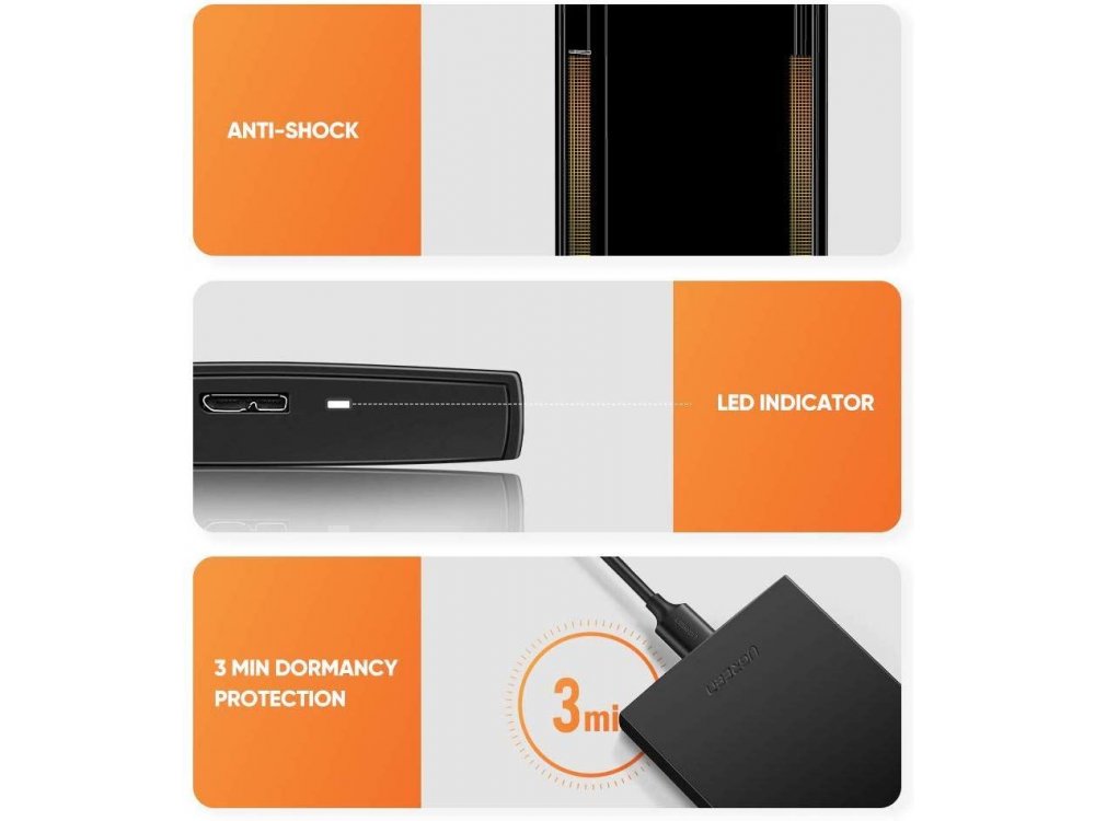 Ugreen External Hard Drive Enclosure USB 3.0 to SATA Adapter, Θήκη για 2.5" SATA Εξωτερικούς Σκληρούς δίσκους - 60353