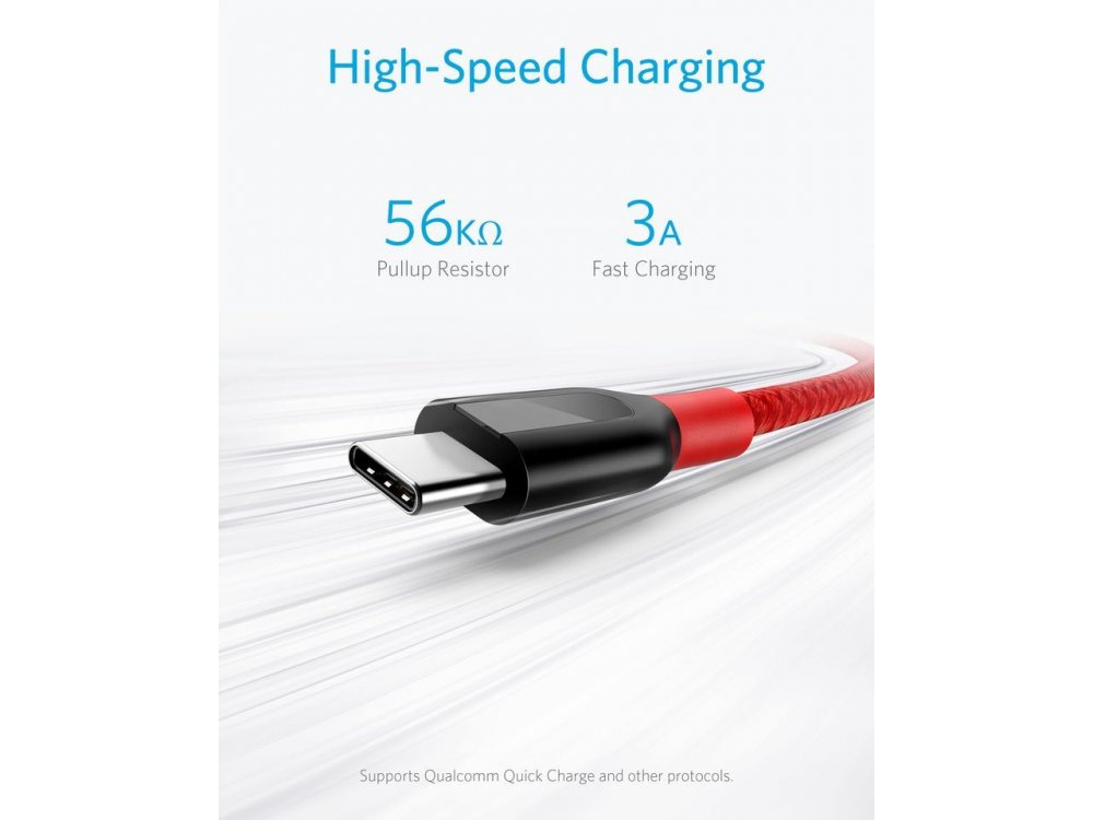 Anker Powerline+ Καλώδιο USB-C 3μ. με Νάυλον ύφανση - A8267091, Κόκκινο