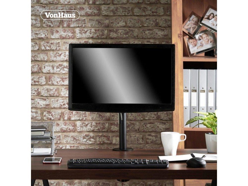 VonHaus Single Arm Desk Mount with Clamp, Screen Stand 13”-32”, up to 8kg - 05/115