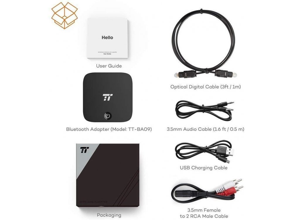 TaoTronics TT-BA09 Bluetooth 5.0 2-in1 Transmitter/Receiver, Digital Optical TOSLINK & 3.5mm Wireless Audio Adapter, aptX