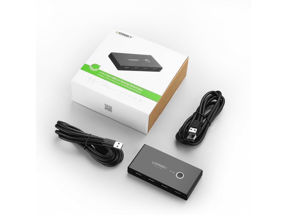 Ugreen USB 2.0 Switch, 4 in - 2 Out Για διαμοιρασμό 4 συσκευών USB (Mouse, Keyboard, Scanner, Printer) σε 2 PC - 30767