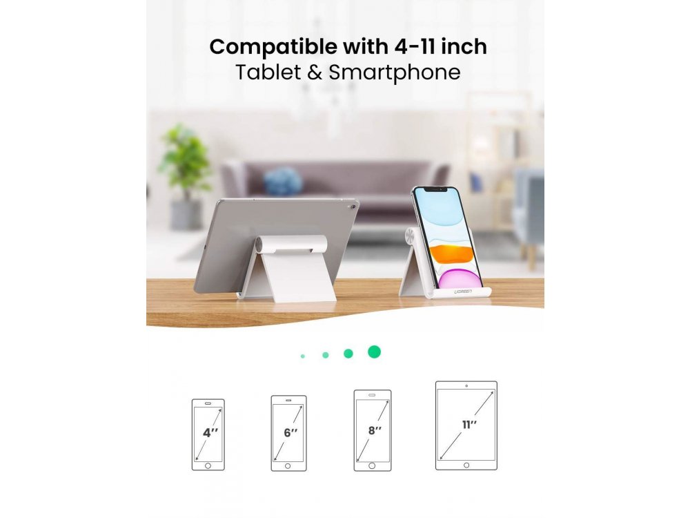 Ugreen Multi-Angle Βάση τοποθέτησης Tablet/E-reader (120mm x 107mm), Ασημί - 30485