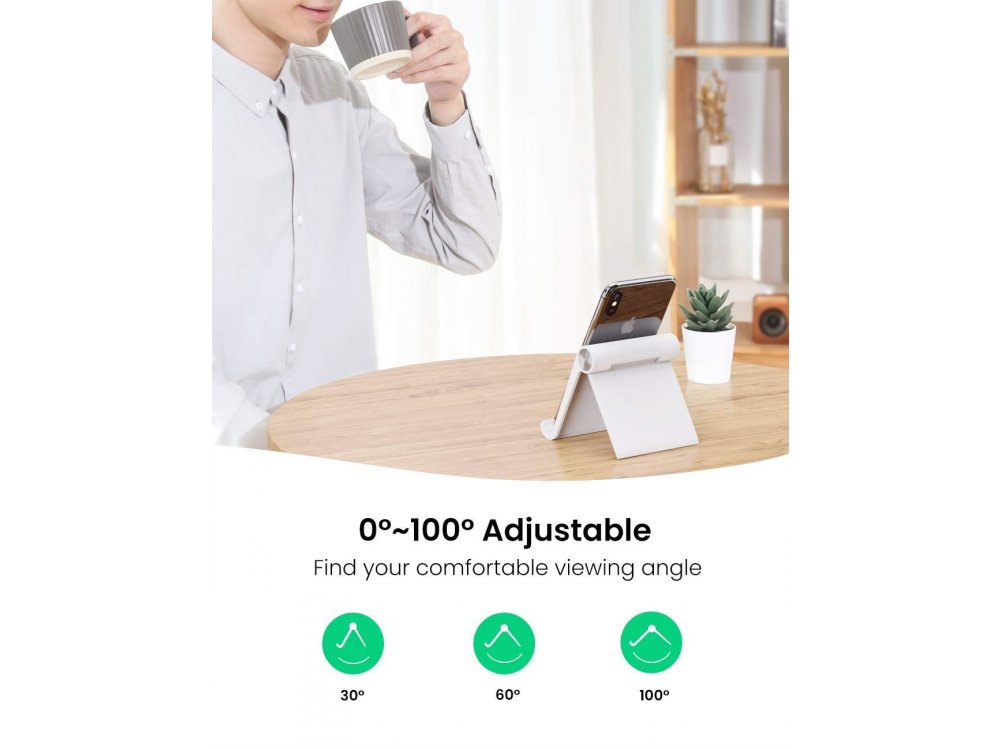 Ugreen Multi-Angle Stand Holder for Tablet/E-reader (120mm x 107mm), White - 30485