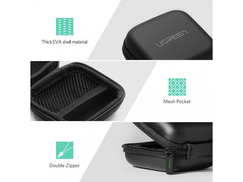 Ugreen Θήκη Ακουστικών (Airpods / Galaxy Buds / Liberty κ.α.) & Εξαρτημάτων, Μαύρη - 40816