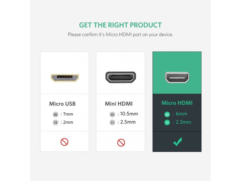 Ugreen Micro HDMI to HDMI 4K Bi-directional Adapter, black - 20134