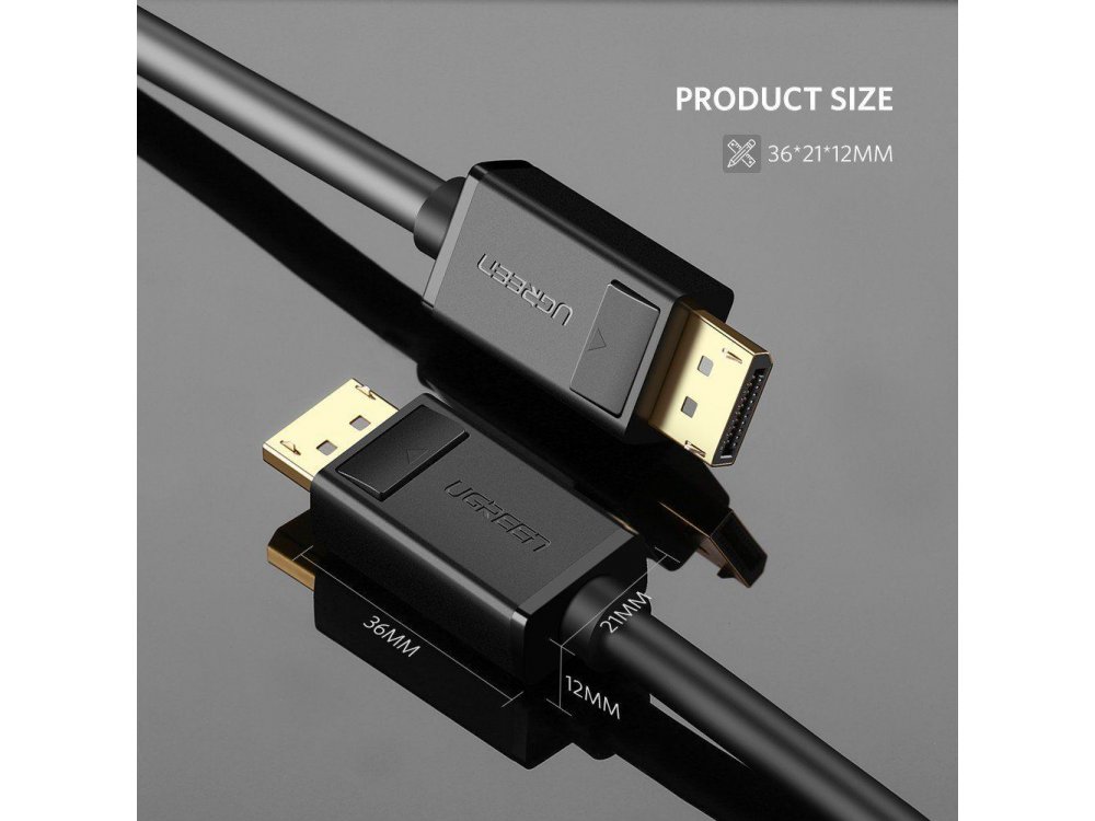 Ugreen DisplayPort Καλώδιο 4K@60Hz, 1μ. Μαύρο - 10244