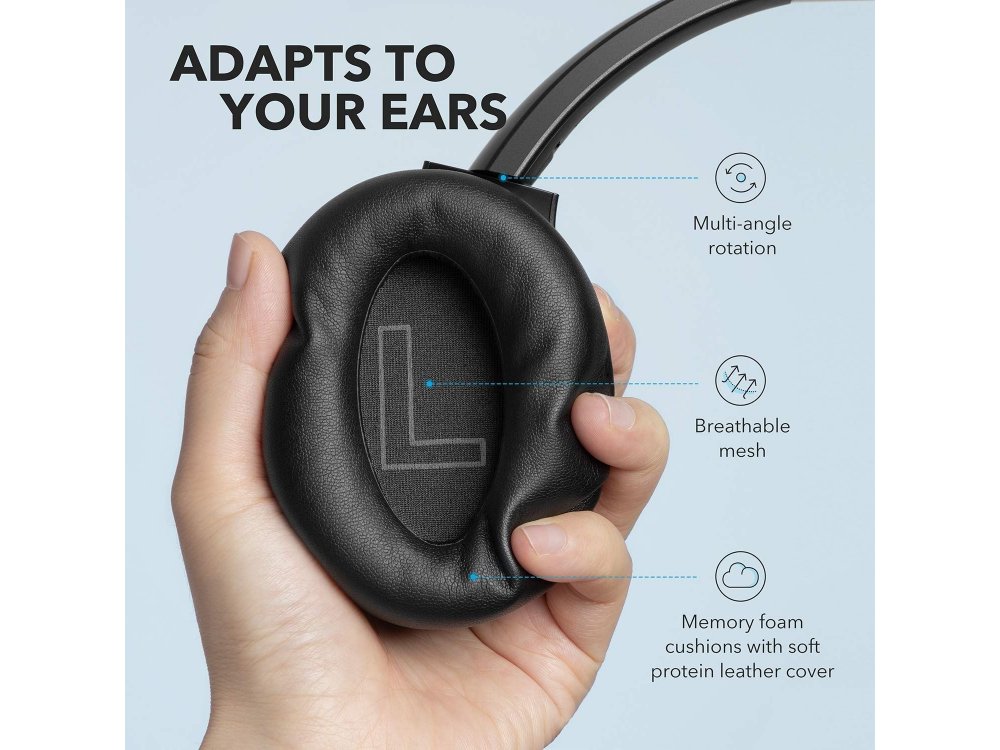 Anker Soundcore Life Q20 Bluetooth ακουστικά με Active noise cancellation - A3025011, Μαύρα