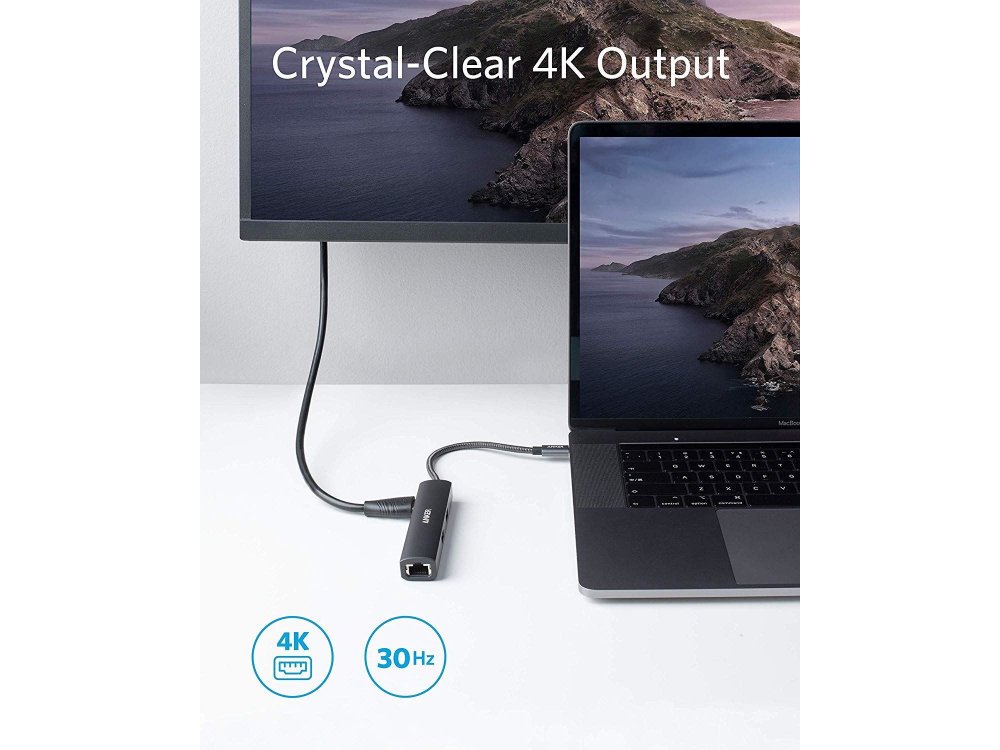 Anker PowerExpand+ 5-in-1 Premium USB C Data Hub - HDMI/4K*1 + USB3.0*3 + Gbps LAN με Νάυλον ύφανση - A83380A1