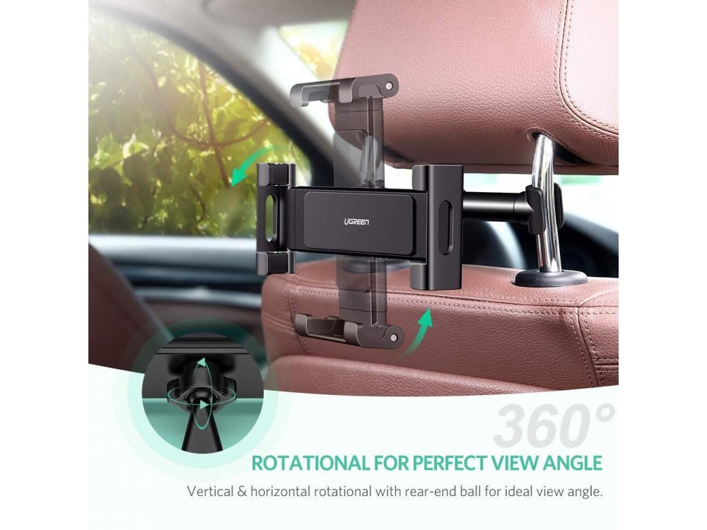 Ugreen Tablet Mount, tablet mount for car seat headrest, for devices 4.7"-12.9", Black - 60108