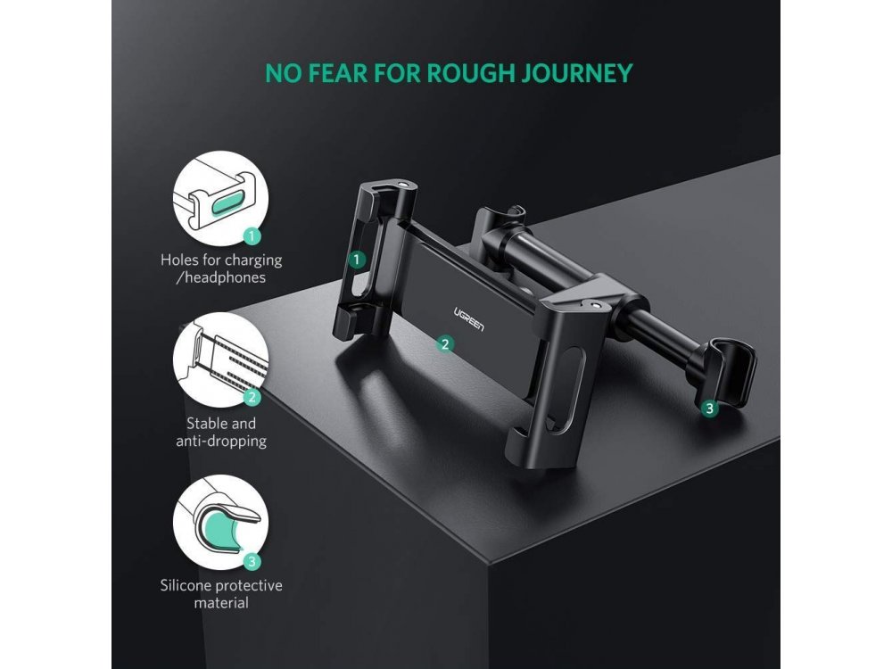 Ugreen Tablet Mount, tablet mount for car seat headrest, for devices 4.7"-12.9", Black - 60108